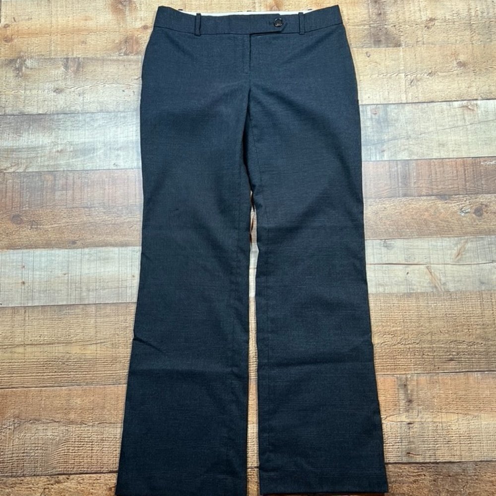 Women's LOFT Black/Gray Plaid Full Leg Trousers size 4